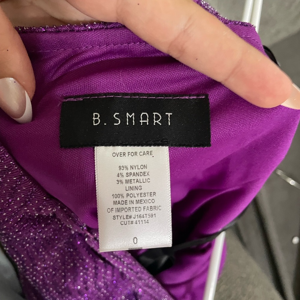 B. Smart Purple Metallic Glitter Maxi Gown | Size 0